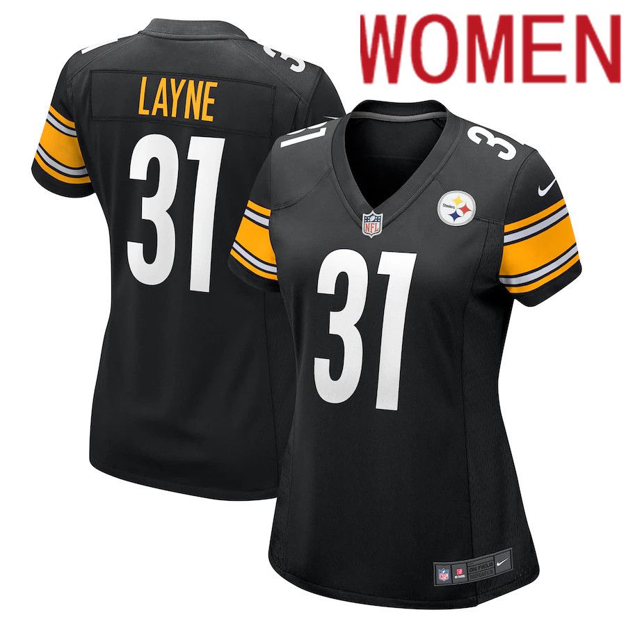 Women Pittsburgh Steelers #31 Justin Layne Nike Black Game NFL Jersey